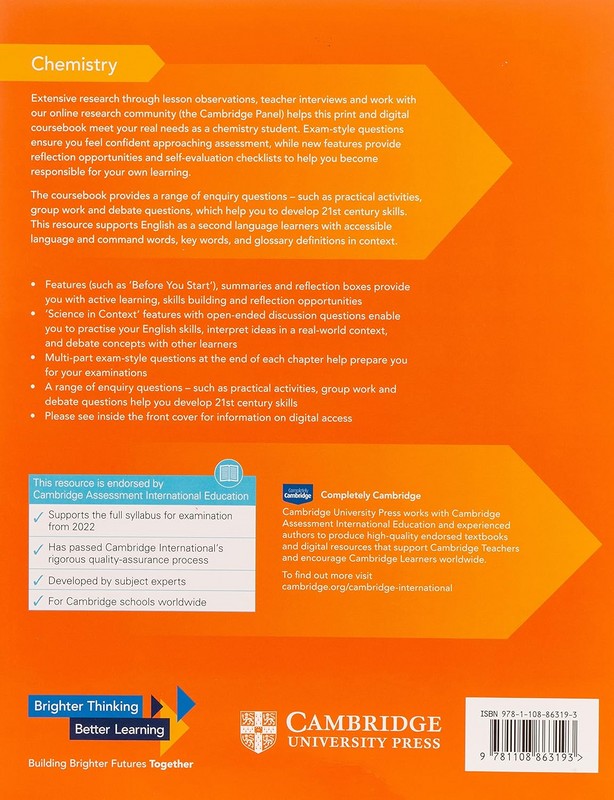 کتاب chemistry for cambridge international as & a level coursebook third ed