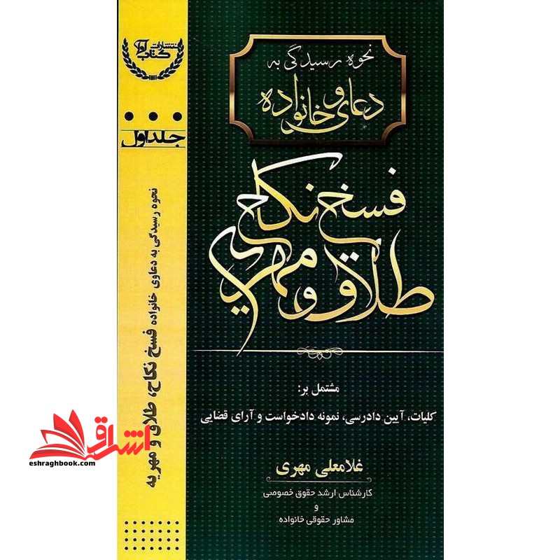نحوه رسیدگی به دعاوی خانواده فسخ نکاح طلاق و مهریه جلد اول