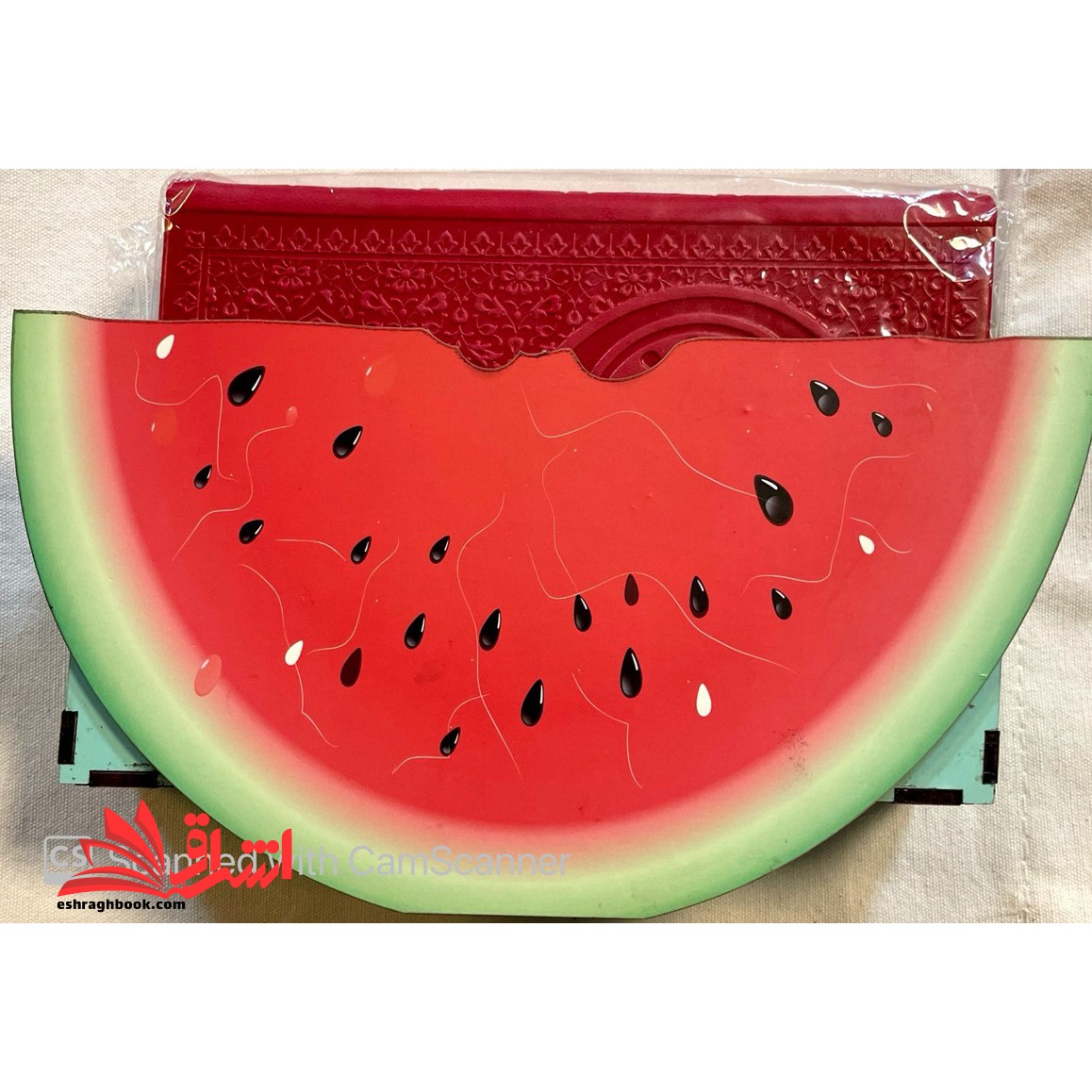 دیوان حافظ همراه با فالنامه گالینگور چرم ، رنگ قرمز، صفحات رنگی + ساک دستی هندوانه