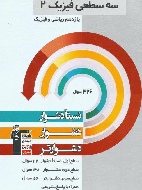 کتاب سه سطحی فیزیک یازدهم ریاضی و فیزیک قلم چی ۴۲۶ سوال نسبتا دشوار، دشوار، دشوارتر****در حد نو****