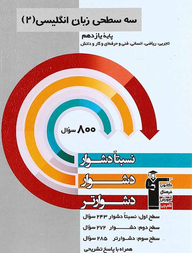 کتاب سه سطحی انگلیسی (۲) پایه یازدهم تجربی، ریاضی، انسانی، فنی و حرفه ای و کار و دانش نسبتا دشوار، دشوار، دشوارتر****در حد نو****