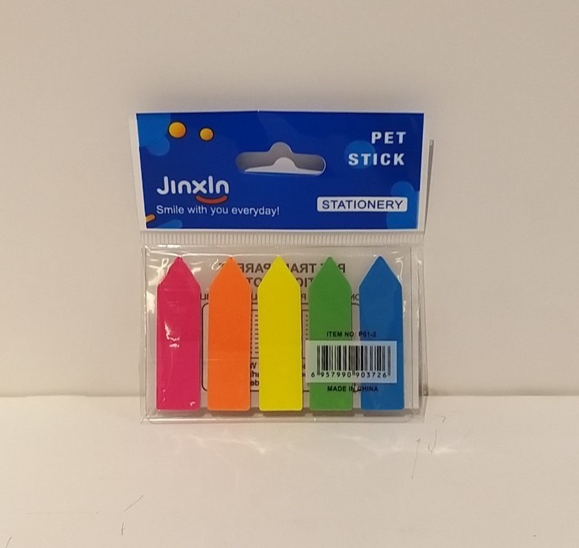 ایندکس فلشی پست ایت ۵ رنگ P۰۱-۲ Pet stick jinxln stationey P۰۱-۲